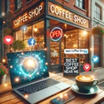 dall·e 2024 12 05 13.04.54 a visually engaging image representing local digital marketing for small businesses. the image includes a cozy coffee shop storefront with a bright op (1)